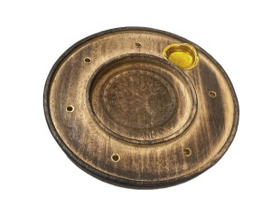 Porte encens motif arbre de vie en bois