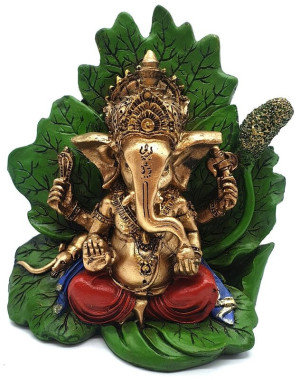 Statue de Ganesh sur feuille 11 cm