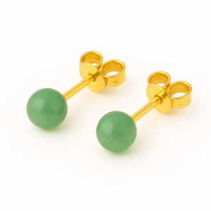 Clous d'oreilles plaqué or aventurine de 4 mm
