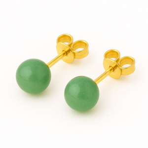Clous d'oreilles plaqué or aventurine de 8 mm