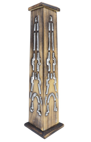 Porte-encens en bois tour totem Inca 30 cm