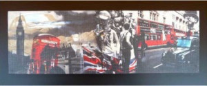 Tableau bois london 20x50cm.
