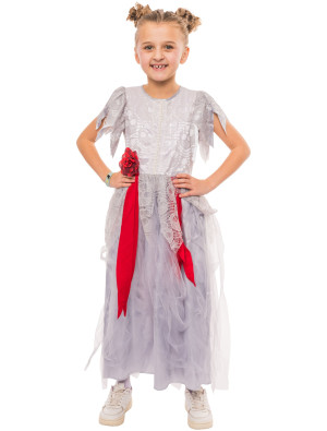 Zombie Kostüm für Mädchen | Kleid Zombiebraut Kinder Grau | Halloween Kostüm | Deiters