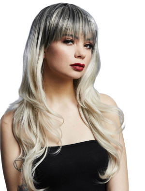 Perücke Lang wellig mit Pony blond