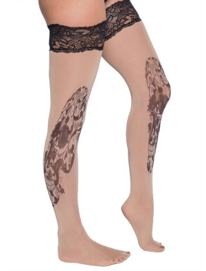Overknee Strümpfe Tattoo Skull
