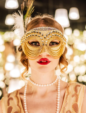 Maske mit Strass gold