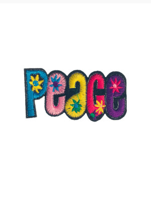 Bügelpatch Peace bunt 8cm mehrfarbig