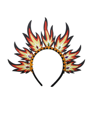 Haarreif Flammen mit Steinen schwarz/weiß/rot