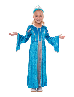 Kleid Burgfräulein Kinder blau/silber 140