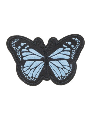 Bügelpatch Schmetterling 10cm schwarz/blau