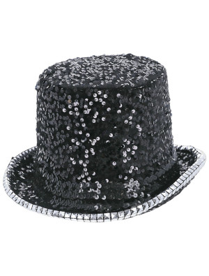 Zylinder Pailletten deluxe schwarz one size