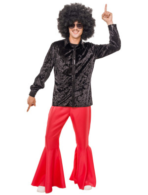 Samthemd mit Pailletten schwarz L/XL