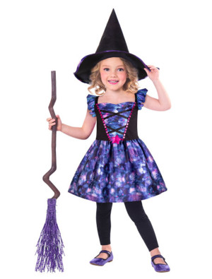 Hexen Kostüm für Mädchen | Kleid mythische Hexe 2-tlg. lila/schwarz | Halloween Kostüm | Deiters