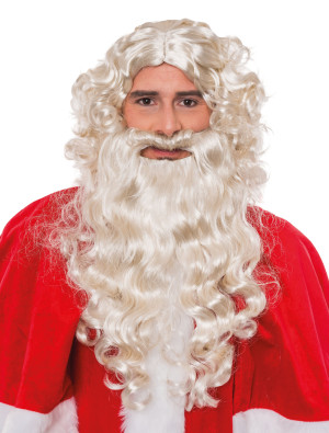 Perücke Weihnachtsmann mit Bart cremeweiß