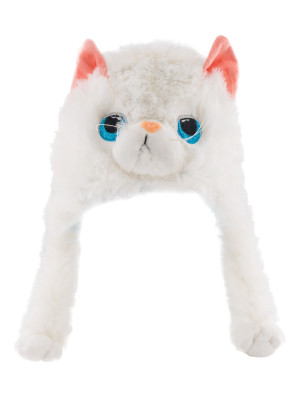 Mütze Plüsch Katze weiß one size