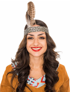 Stirnband Indianer mit Strasssteinen schwarz/weiß