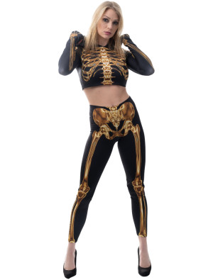 Skelett Kostüm für Damen | Kostüm Skelett Gold | Halloween Kostüm | Deiters
