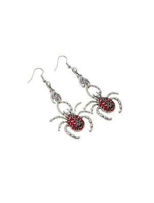 Ohrringe Spinne rot/silber