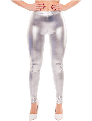 Leggings metallic Damen silber XS