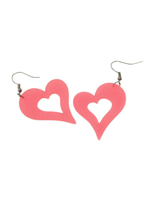 Ohrringe Herz Neon rosa