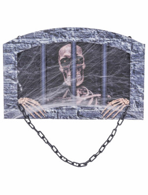 Schild Skelett hinter Gittern schwarz/weiß | Partydeko für Karneval, Halloween & mehr | Deiters