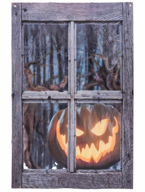 Dekotuch Fenster mit Kürbis schwarz/orange | Partydeko für Karneval, Halloween & mehr | Deiters