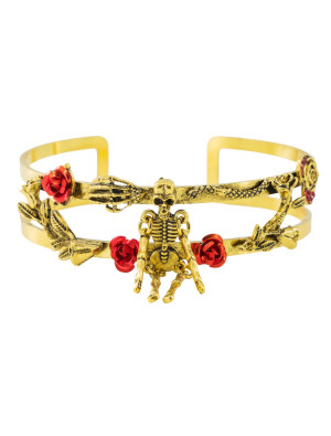 Armreif Skelett mit Blumen gold