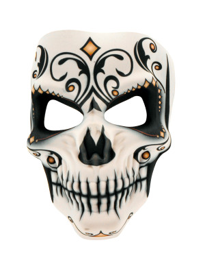Maske Dia de los Muertos weiß/schwarz