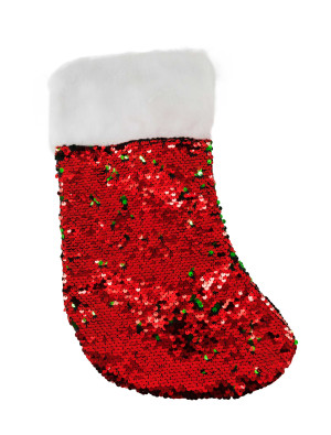 Weihnachtssocke Wendepailletten rot/grün | Partydeko für Karneval, Halloween & mehr | Deiters