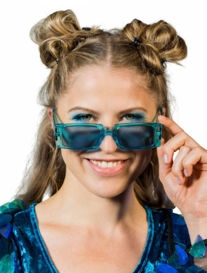 Brille Rechteck neonblau