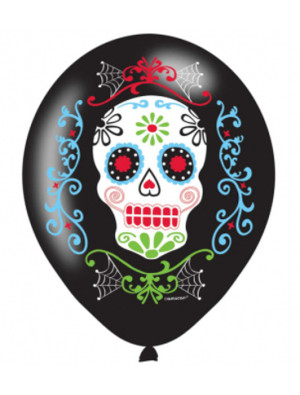 Luftballons Day of the Dead 6 Stk. bunt