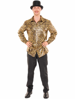 Hemd Leopard Herren beige/braun S/M