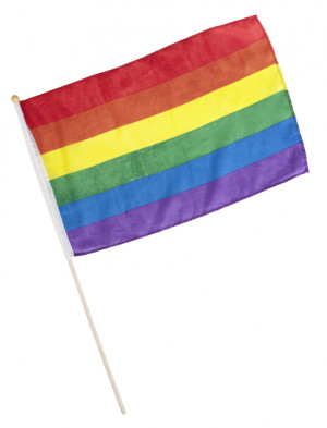 Flagge Regenbogen am Stab 45x30cm | Partydeko für Karneval, Halloween & mehr | Deiters