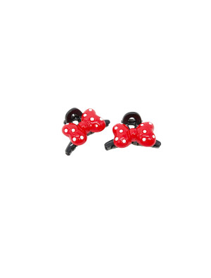 Haarclips Maus rote Schleife schwarz/weiß/rot