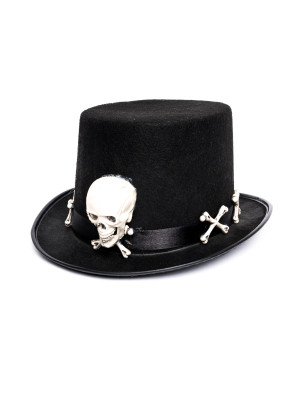 Zylinder schwarz mit Totenkopf