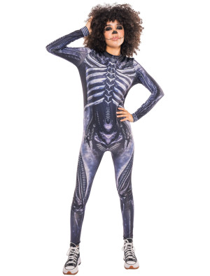 Skelett Kostüm für Damen | Jumpsuit Skelett Schwarz/Weiß | Halloween Kostüm | Deiters