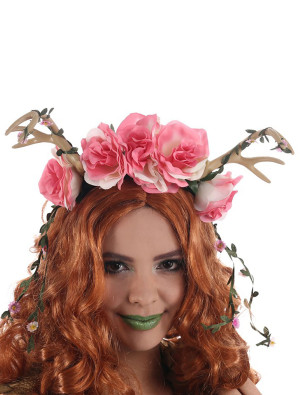 Haarreif Geweih mit Blumen grün/rosa | Kostümzubehör & Accessoires für Karneval & Halloween | Deiters