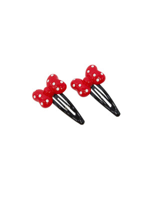 Haarspange Maus rote Schleife schwarz/weiß/rot