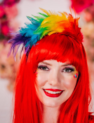 Haarreif mit Federn rainbow