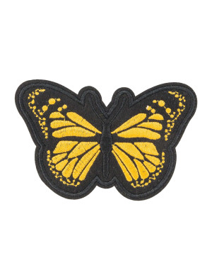Bügelpatch Schmetterling 10cm schwarz/gelb