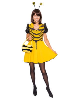 Kleid Biene Damen schwarz/gelb S