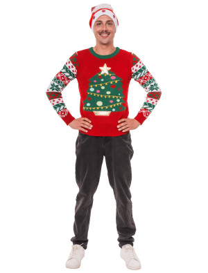 Strickpullover Weihnachtsbaum bunt S