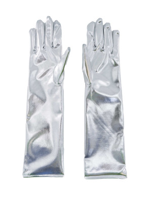 Handschuhe Metallic 40cm silber one size