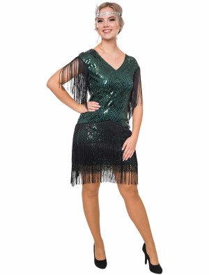 Kleid Gatsby Damen grün/schwarz M