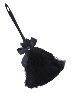 Staubwedel mit Satinband schwarz