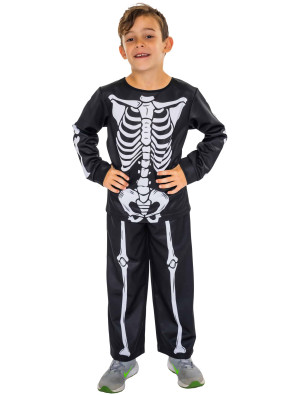 Skelett Kostüm für Mädchen | Kostüm Skelett Kinder 2-tlg. Schwarz | Halloween Kostüm | Deiters