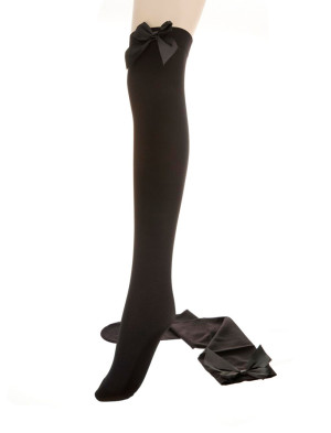 Overknee Strümpfe mit Schleife Damen schwarz/schwarz one size