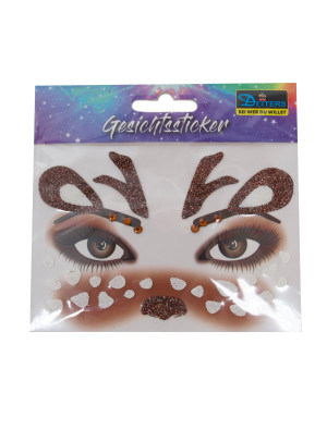 Gesichtssticker Reh braun/weiß