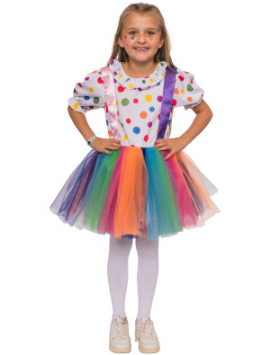 Kleid Clown Gepunktet Mädchen bunt 128