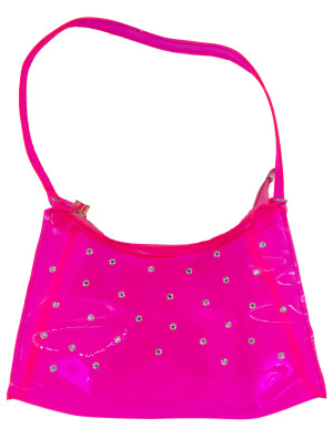 Tasche mit Kristallen durchsichtig neonpink